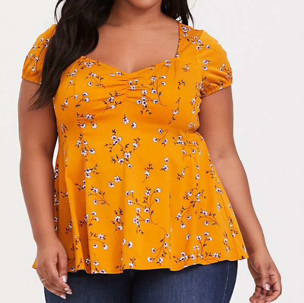 Torrid Golden Challis Peplum Top